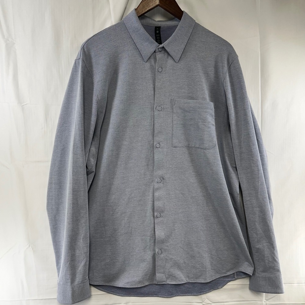 Lululemon Evolution Long Sleeve Shirt Mens XL Light Blue Button Front Stretch